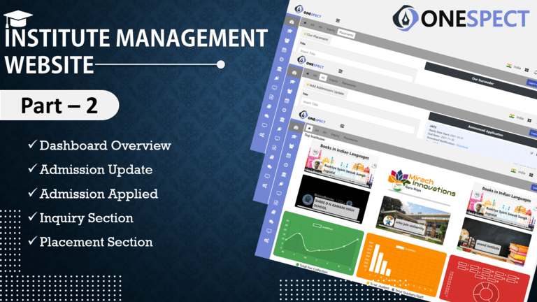 #2 ONESPECT | Institute's Dashboard Introduction #Learning #Teaching #free_institute_an_school_management_system #free_test_and_quiz_for_MCA_and_MBA #unlimited_test_and_quiz_for_govt_exam_preperatoin